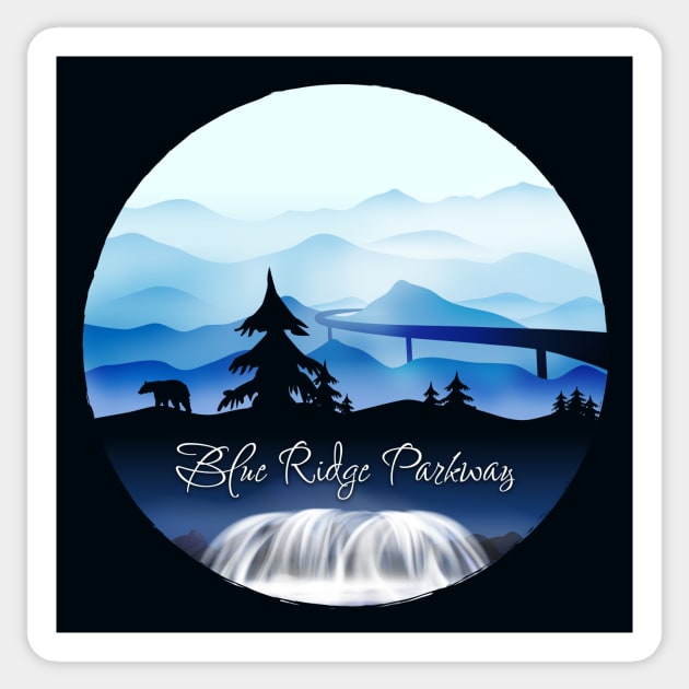 Blue Ridge Parkway - Black Bear - Blue 28 Sticker by AVL Merch